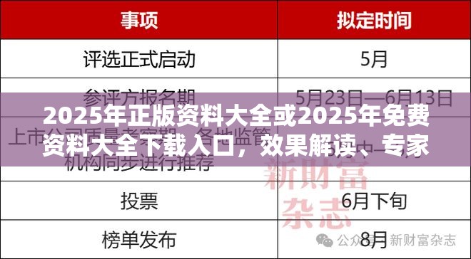 2025年正版资料大全或2025年免费资料大全下载入口，效果解读、专家解析解释与落实