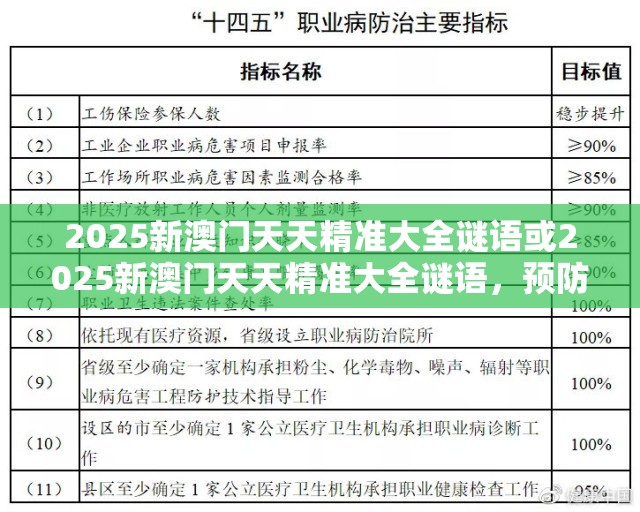 2025新澳门天天精准大全谜语或2025新澳门天天精准大全谜语，预防剖析、专家解读解释与落实,警惕诱导性陷阱