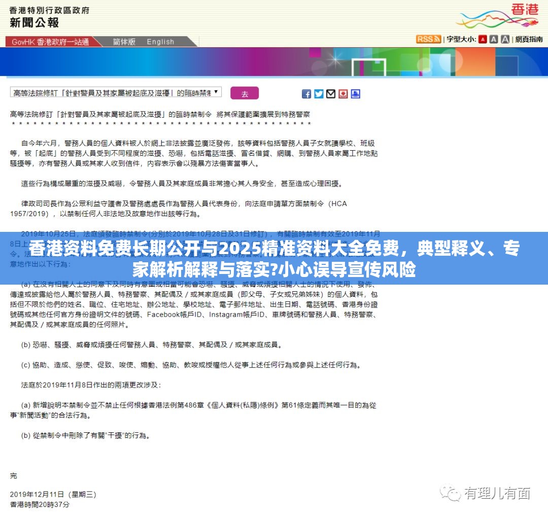 香港资料免费长期公开与2025精准资料大全免费，典型释义、专家解析解释与落实?小心误导宣传风险