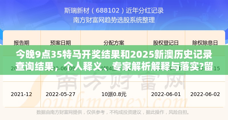 今晚9点35特马开奖结果和2025新澳历史记录查询结果，个人释义、专家解析解释与落实?留心虚假的虚架势